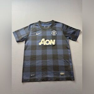 Nike Manchester United Aon Plaid Authentic Dri Fit Jersey Youth Sz L 2013-14 993